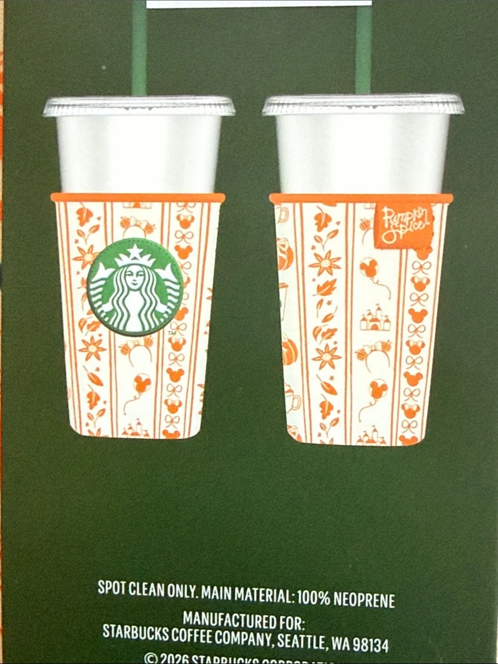 Disney parks exclusive Starbucks fabric cup sleeve 24 oz